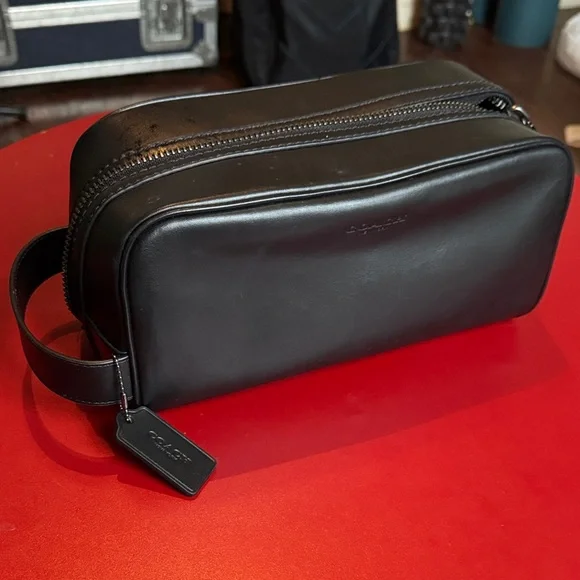 Coach Black Leather Toiletry Bag - Picture 1 of 3